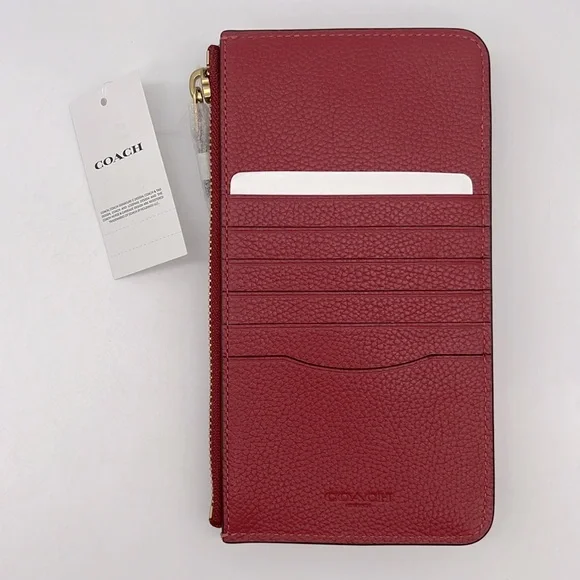 Coach CJ866 Essential Phone Wallet Brass/Enamel Red - Picture 3 of 14